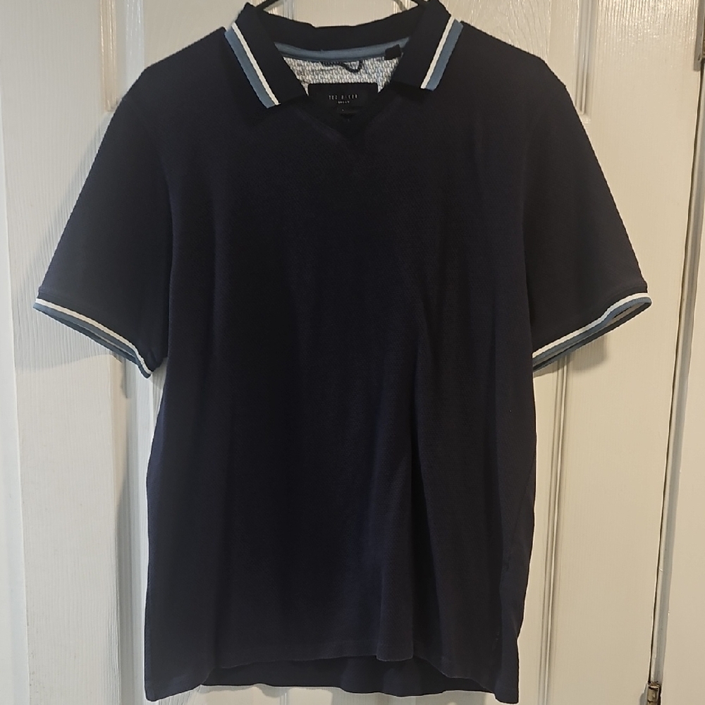Ted Baker Dark Blue Polo with White Accents